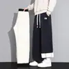 Pantalones de Lana de Cordero para Hombre Invierno 2025 Nuevos Pantalones Largos Deportivos Casuales de Algodón Espesado con Forro Polar y Empalmes Marca de Tendencia