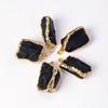 Colgante de oro con piedra de turmalina negra natural transfronteriza, piedra de cristal, cuerda de cuero irregular, collar, joyería, colgante al por mayor