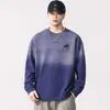 Sudadera con Estampado de Contraste de Marca de Moda Holgada para Hombre Tallas Grandes F5622 Otoño e Invierno 420g Lavada Pesada Degradada