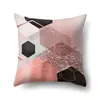 Funda de almohada de poliéster marmoleado estilo ins nórdico estampado geométrico terciopelo piel de melocotón funda de almohada para sofá de sala de estar QTH03