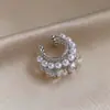 Pinzas para Orejas de Perlas Multicapa con Circonita para Mujeres Sin Perforaciones, Pendientes Exquisitos Estilo Francés, Pendientes de Diseño Nicho al por Mayor