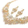 Set de Joyería Nupcial Colorido Europeo y Americano Transfronterizo Collar Pendientes Dos Piezas Diseño de Joyería para Banquete de Bodas para Mujeres