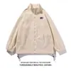 Chaqueta de Polar con Cuello Alto Estilo Japonés Marca de Moda de Hong Kong para Hombre Otoño e Invierno Polar Doble Cara Cárdigan de Pareja Sudadera Casual