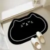 Alfombrilla de Piso Estilo Barro Diatómico, Alfombrilla de Piso con Forma Especial de Gato de Dibujos Animados, Felpudo de Entrada, Alfombrilla para Pies de Baño, Alfombrilla de Piso para Inodoro