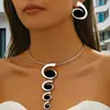 1 Par de Elegantes Brincos Ovais Inlaid Europeus e Americanos Colar Melhor Venda Uso Diário com Brincos Moda Transfronteiriça