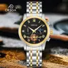 Reloj Multifuncional Elegante para Hombre Orsga con Tres Subesferas, Seis Manecillas, Fase Lunar, Transmisión en Vivo del Fabricante, Reloj de Pulsera de Cuarzo de Moda Transfronterizo