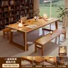 Sala de estar mesa longa grande madeira maciça encosto de sofá mesa longa área de estudo em casa mesa de placa grande mesa de escritório retangular