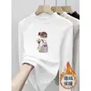 Camiseta Térmica Escovada de Manga Longa para Meninas, Novo Estilo Outono/Inverno 2026, Blusa Quente para Bebê Menina
