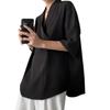 Camiseta de Manga Corta para Hombre Nueva de Verano 2023 Estilo Hong Kong Adolescente a la Moda Color Sólido Simple Cuello en V