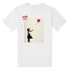 Camiseta de algodão preta e branca de manga curta com balão e menina de Banksy Summer, grafite artístico masculino e feminino, camiseta curta