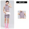 Roupa de Dança para Meninas em Roxo Taro, Conjunto de Treino com Top Regata, Traje de Performance para Exames de Arte, Top Cropped para Yoga, Roupa de Treino de Dança Jazz