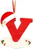 Letra Inicial de Navidad con Gorro Rojo Decoración de Letra, Decoración Colgante para Árbol de Navidad DIY Colgante Personalizado Regalo