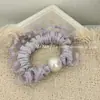 Goma para el pelo de malla con volantes de seda helada y perlas, de alta elasticidad, colorida y dulce, para mujeres