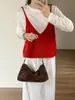 Bolso Retro de Gamuza Transfronterizo Moda Bolso Pequeño Cuadrado de Mano Otoño e Invierno Nuevo de Moda Estampado de Leopardo Bolso de Hombro para Debajo del Brazo para Mujer