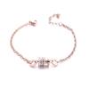 Pulseira de Transferência Clássica de Aço Titânio Cintura Fina para Mulheres Três Fileiras de Diamantes Pulseira Ouro Rosa Joia de Mão para Casal Atacado