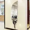 Pegatina de pared de espejo 3D de pluma transfronteriza, pegatina de espejo acrílico tridimensional, decoración de espejo de pluma autoadhesiva para entrada, espejo suave