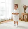 Macacão de Verão Fino em Gaze para Bebê Manga Curta Recém-Nascido Fibra de Bambu Cadarço Macacãozinho Roupa de Verão para Bebê