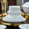 Conjunto de Tigela e Prato de Porcelana Branca Alta com Cor Sob Esmalte de Jingdezhen Novo Conjunto de Tigelas e Pratos Doméstico Conjunto de Louça para Casa Nova