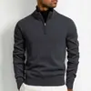 Nuevo Suéter de Punto de Manga Larga para Hombre Estilo Europeo y Americano de Comercio Exterior Otoño/Invierno 2026 con Cuello Alto, Media Cremallera, Corte Ajustado, Color Sólido