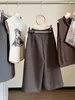 Pantalones de traje de pierna ancha de mezcla de lana de alta gama para mujer, nueva colección otoño 2026, estilo coreano, modernos y elegantes, adecuados para el trabajo, pantalones cropped de pierna recta