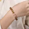 Pulsera DIY de Madera Nanmu Seda Dorada con Cuentas de Ágata de Círculo Único para Hombres y Mujeres, Cadena de Mano de Cuentas de Madera