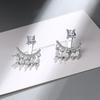 Pendientes largos para colgar en la oreja, estilo coreano para mujer, pequeños, frescos, con diamantes, flor de cinco pétalos, borlas, flor, pendientes transfronterizos, pendientes