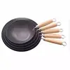 Mini Panela de Ferro Pequena Sem Revestimento Wok de Fundo Plano para Wok Pequeno Comida para Uma Pessoa Doméstica Fogão a Gás Indução Universal