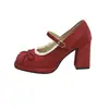 Saltos Altos Plataforma Redondos Estilo Francês com Laço 2026 Novos Sapatos Mary Jane Retrô para Primavera e Outono para Combinar com Vestidos