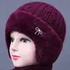 Moda de invierno gorro de lana grueso y cálido con forro polar para ancianos para mujeres, mamá, sombrero para mediana edad y ancianos