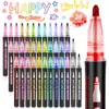 Estuche de 24 Colores de Bolígrafo de Contorno Doble Linea Bolígrafo Flash Fantasía Marcador Color Metalizado Marcador Fluorescente Cuenta Manual DIY
