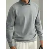 [Lana Modal] Suéter de Punto Falso de Dos Piezas con Cuello de Camisa Invierno Espesado Cálido Capa Base Top para Hombre