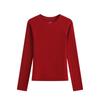 Top de cuello redondo para mujer de otoño e invierno, Ropa interior térmica cálida con forro polar grueso, Camiseta de capa base de una sola pieza