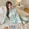 Pijama de Seda de Hielo Estilo Nuevo 2026 para Mujer, Estilo Chino, de Manga Larga y Pantalón Largo, Ropa de Casa Elegante y de Alta Gama Que Se Puede Usar Afuera