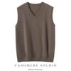 Venta al por mayor de fábrica Hilo Consinee Elegante 100% Cachemira Pura Chaleco de Cuello V Chaleco para Hombre Suéter Casual Holgado Hombre