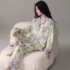 Pijama Súper Suave de Algodón Puro para Mujer 2026 Primavera/Otoño Nuevo Estilo Cardigan Solapa Manga Larga Talla Grande Ropa de Casa Set de Dibujos Animados
