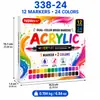 12 piezas de marcadores acrílicos de 24 colores de doble punta con puntas de pincel suave de doble color para dibujo a mano, graffiti y pintura artística DIY