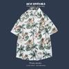 Camisa floral de manga corta para vacaciones de verano en la playa transfronterizas, camisa hawaiana de moda para hombre, camisa holgada de playa para parejas