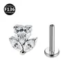 Aleación de Titanio F136 Flor Linda Forma de Corazón Rosca Interna 0.9 Base Plana Barra Stud para Labio Stud para Hélice Auricular Joyería para Piercings