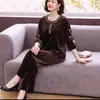 Novo Casaco de Inverno Outono Estilo Chinês para Mulheres de Meia-idade e Idosas, Roupa de Mãe, Solto, Estiloso, Conjunto Casual de Duas Peças, Suéter, Rejuvenescedor