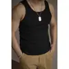 Chaleco de Verano de Alta Elasticidad para Hombre Estilo Coreano Deportivo Delgado con Hilo Sin Mangas Camiseta de Seda Helada Nueva Costilla Color Liso Ropa Interior