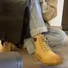 Botas de Otoño e Invierno para Mujer, Botas Altas de Moda Estilo Británico Retro de Trabajo para Motociclista, Botas de Ruibarbo de Suela Gruesa, Botines