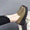 Novedad Primavera y Verano 2026 Zapatos Cómodos de Piel Zapatos de Suela Gruesa para Mujer Mocasines Versátiles de Charol Estilo Británico para Mujer
