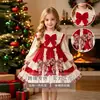 Fábrica de origen 2026 nuevo vestido de bloc de color navideño estilo lindo fiesta vestido de princesa para niña pequeña