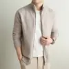 Suéter de Punto para Hombre 2026 Otoño/Invierno Cuello Alto Cremallera Cárdigan Estilo Joven de Negocios Old Money Suéter Chaqueta de Uso Individual Tendencia