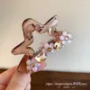 Presilha de garra pentagrama flor rosa strass estilo coreano, grampo de cabelo moderno e versátil, presilha para cabelo meio preso, acessório de cabelo