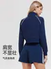 Conjunto Deportivo Caijue para Mujer, Verano Estilo Retro Americano Chaqueta Corta con Cuello Alto, Conjunto de Dos Piezas con Shorts Deportivos de Cintura Alta para Mujer