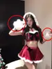 Lingerie Sexy, Bola de Pelo Vermelha Sexy, Uniforme de Natal, Top Tubo Sexy com Cadarço, Saia Curta que Cobre o Quadril, Pijama de Ano Novo