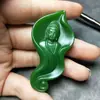 Colgante de Jaspe Imitación Hetian Jade Verde Espinaca Material de Mongolia Exterior Colgante de Joyería de Jade para Regalo de Apertura de Ventas Modelo de Transmisión en Vivo