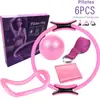 Set de Aro de Pilates Numbwin, incluyendo seis piezas: anillo de yoga, banda de estiramiento, banda de resistencia de látex, pelota de yoga de 25 cm y una caja de regalo colorida