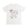 Camiseta de Algodão Puro com Estampa de Estrela e Laço para Mulheres Verão 2026 Novo Estilo Estilo Suave Top de Ombro Direito Camiseta de Manga Curta